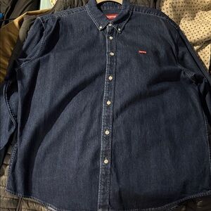 Supreme Men's Blue Denim Shirt size Large